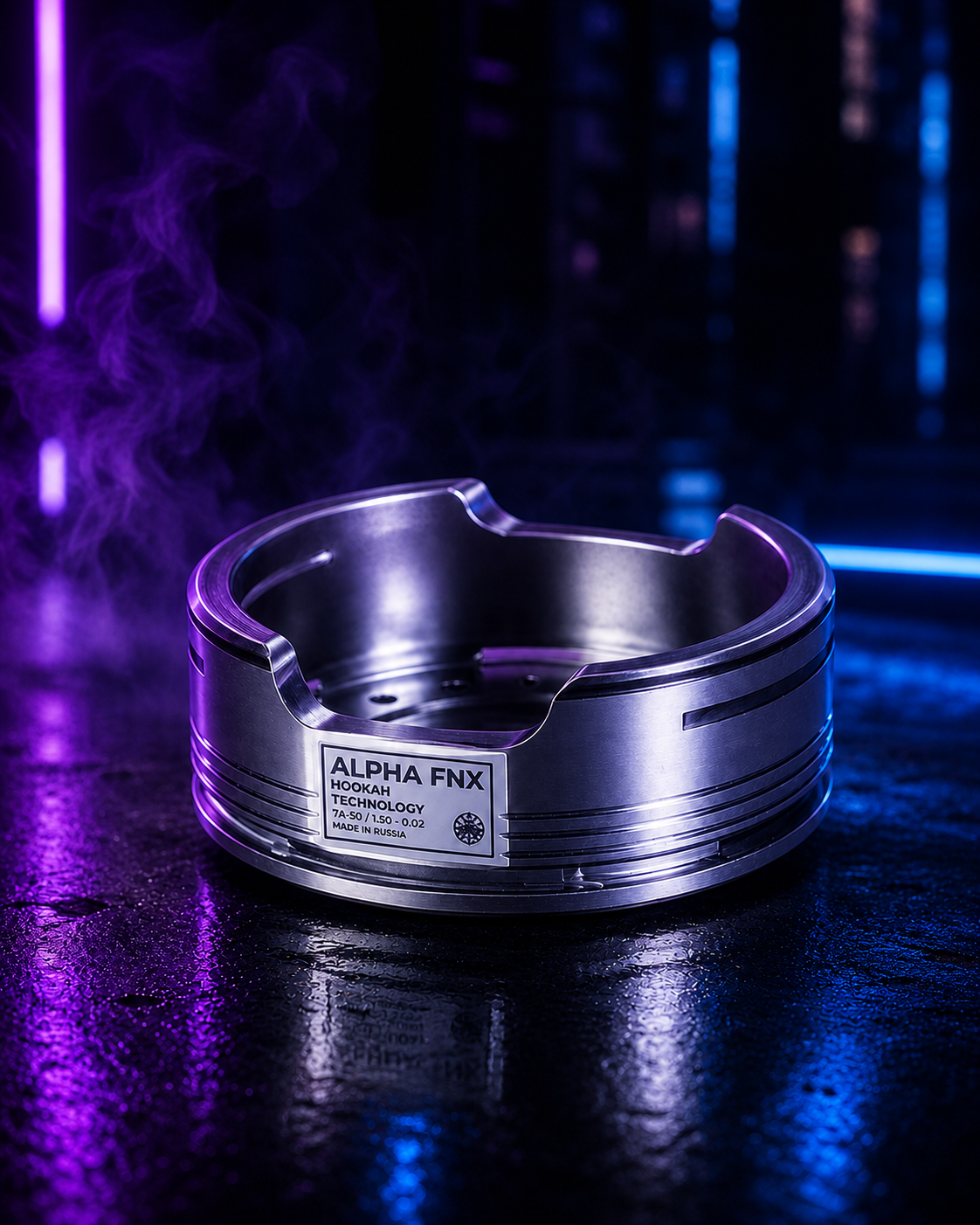 Gestor de calor Alpha FNX sobre fondo neón MasterHookah
