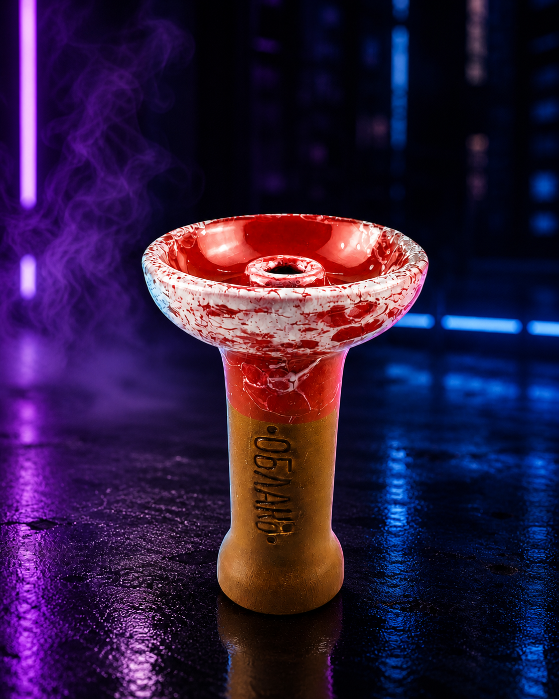 Cazoleta Oblako roja y blanca sobre fondo neón MasterHookah